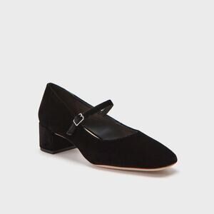 Loeffler Randall Lyra Velvet Black Heels Shoes Buckle Maryjanes NEW Size 10